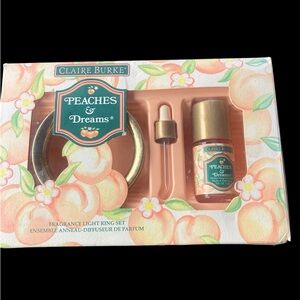 Claire Burke Peaches & Dreams Fragrance Light Ring & Oil & Dropper Set New